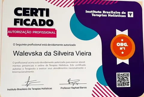 Certificado 11 da trajetória da Dra. Walevska Quantum