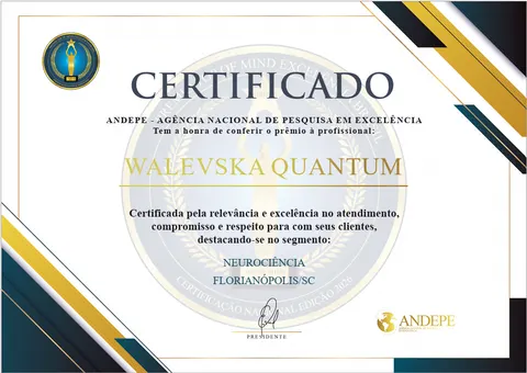 Certificado 6 da trajetória da Dra. Walevska Quantum