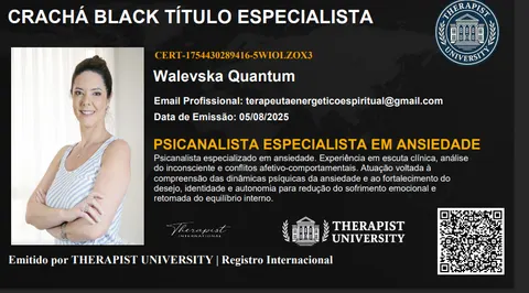 Certificado 4 da trajetória da Dra. Walevska Quantum